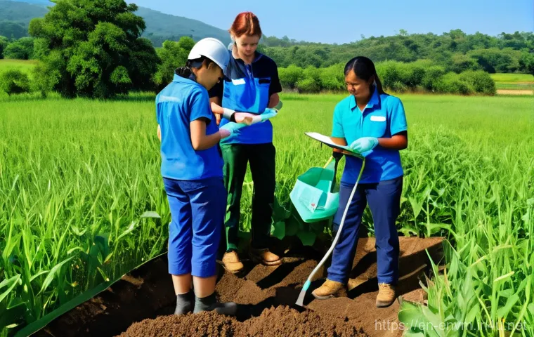 환경관리사 시험 대비 실기 실습장 리뷰 - **Prompt:** A team of three professional environmental consultants (two men and one woman), all in s... 환경관리사 시험 대비 실기 실습장 리뷰 - **Prompt:** A team of three professional environmental consultants (two men and one woman), all in s...