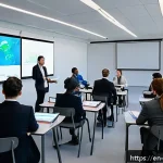 Home 23 환경관리사 시험 최신 동향 - A professional environmental certification exam setting showing a diverse group of mid-level profess...